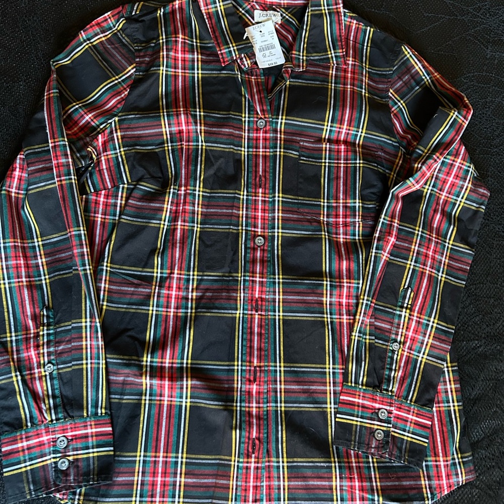 J. Crew Women's Holiday Plaid Button Down Shirt